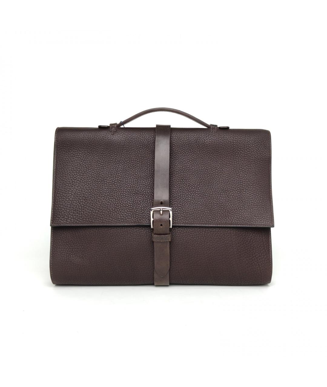 HERMES Коричневый кожаный портфель, фото 2