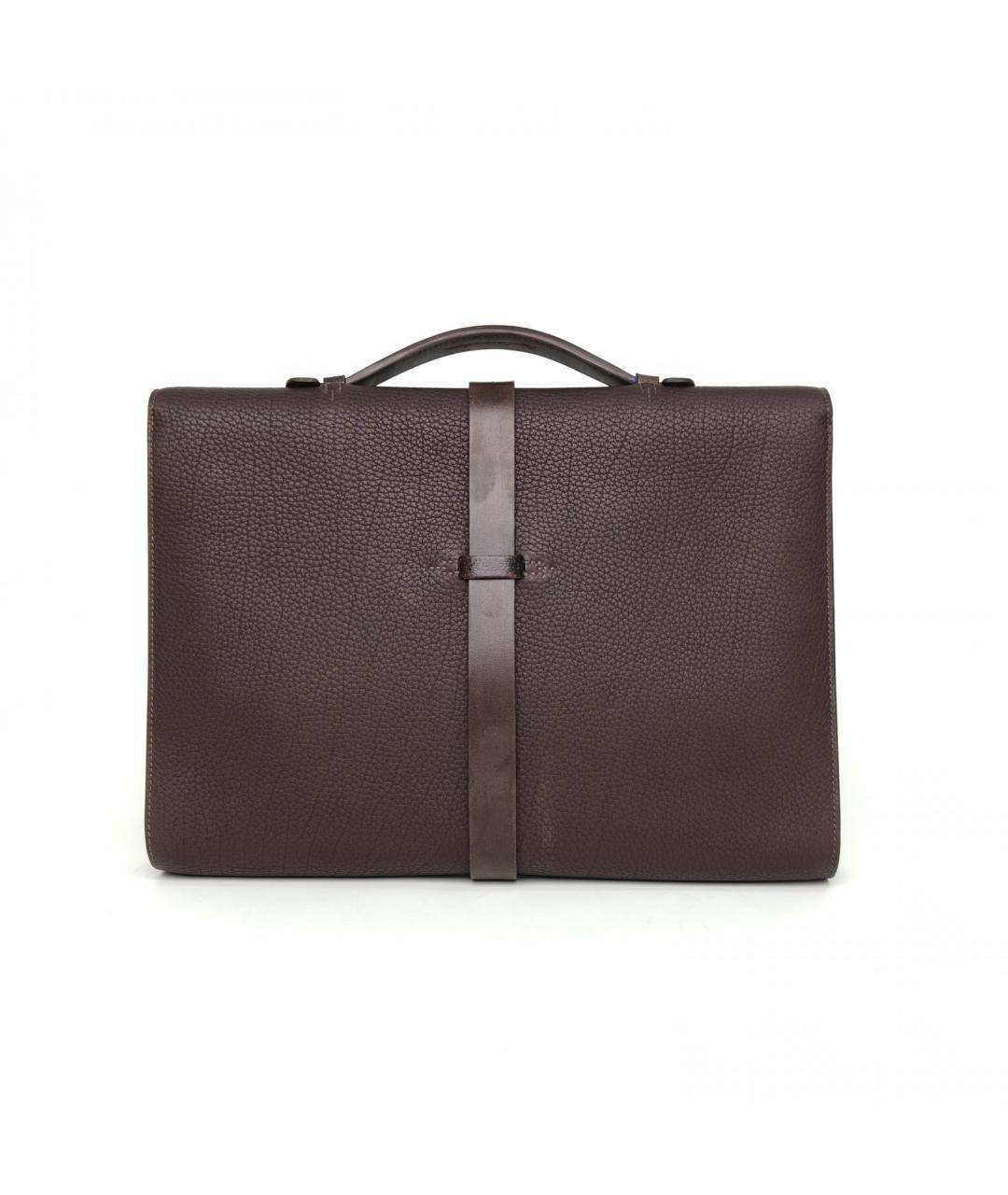 HERMES Коричневый кожаный портфель, фото 4