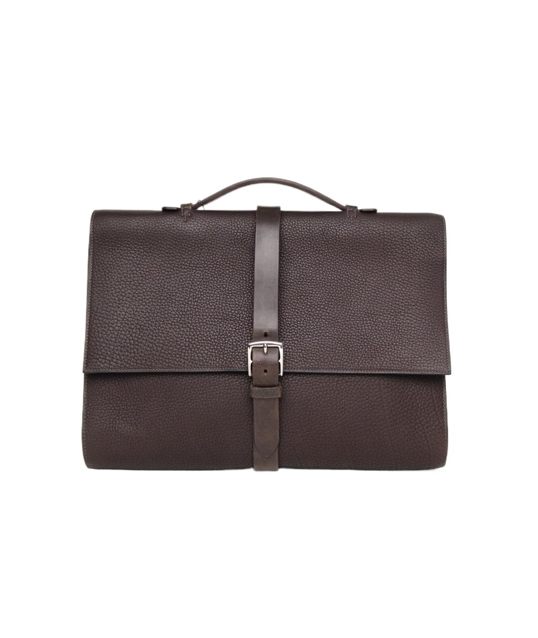 HERMES Коричневый кожаный портфель, фото 9