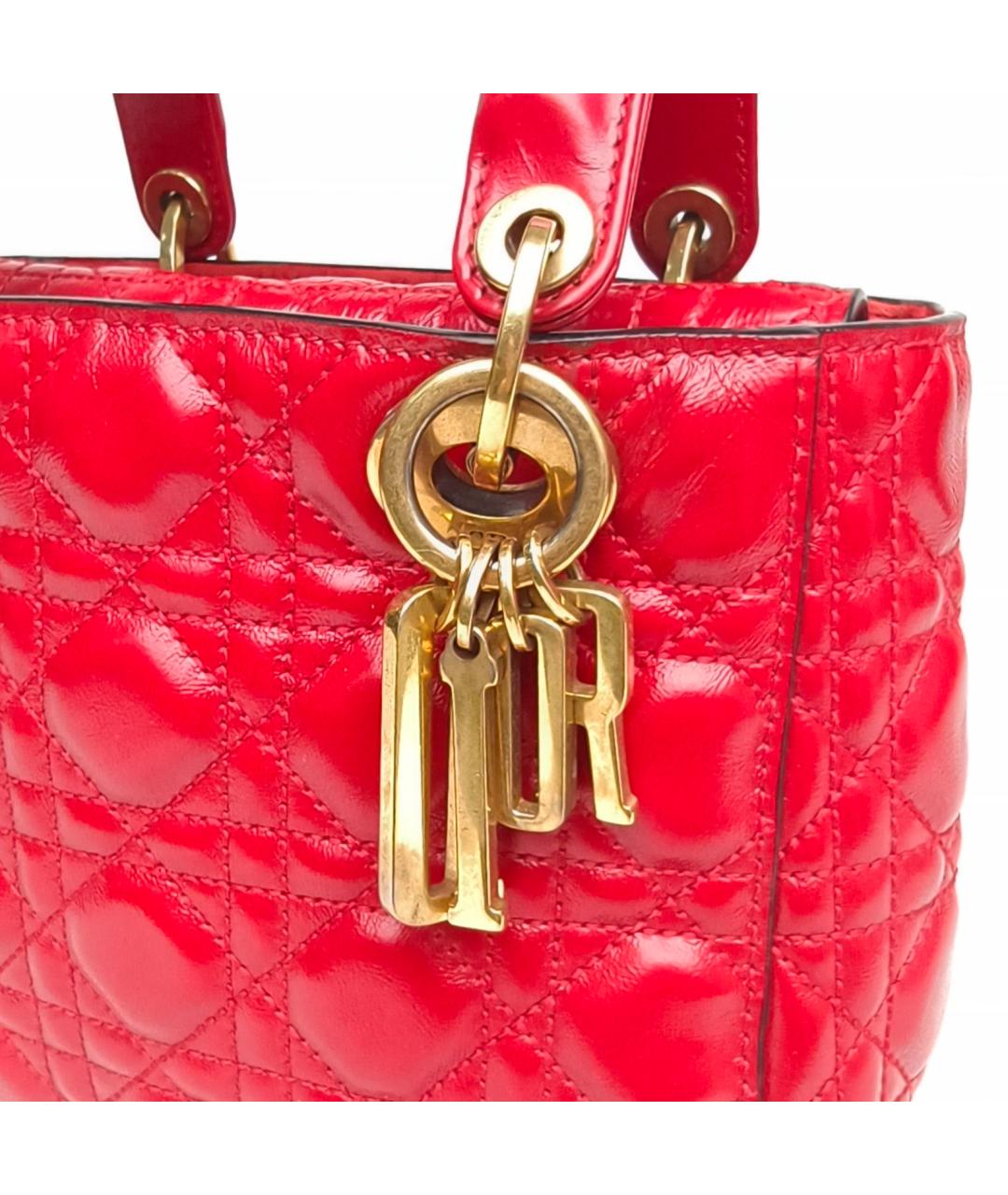 CHRISTIAN DIOR Красная кожаная сумка через плечо, фото 7