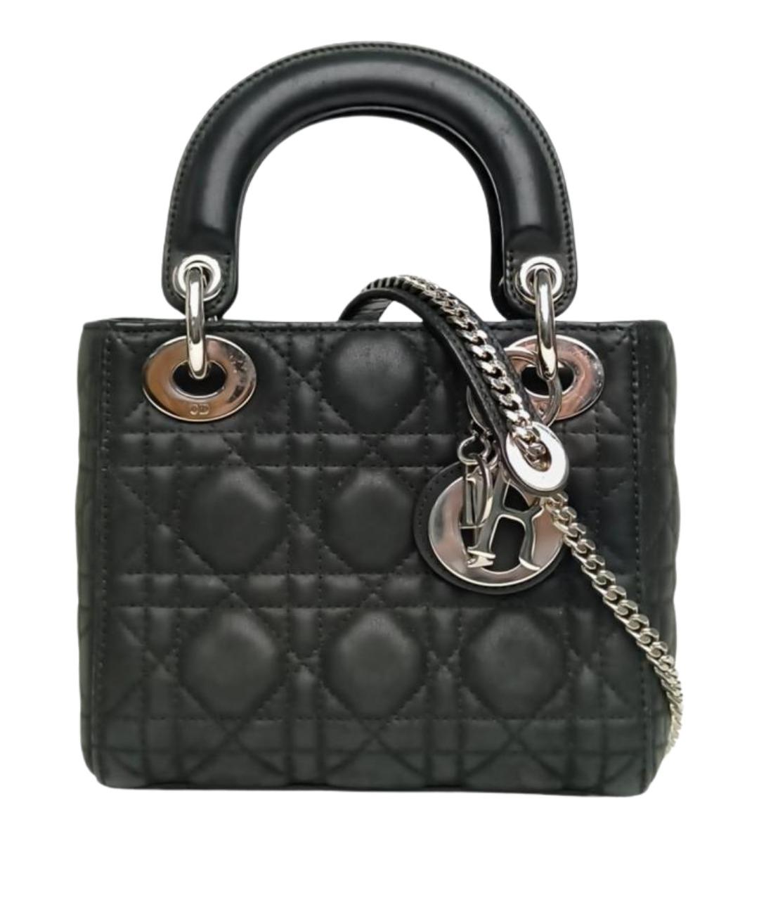 CHRISTIAN DIOR Черная кожаная сумка через плечо, фото 1