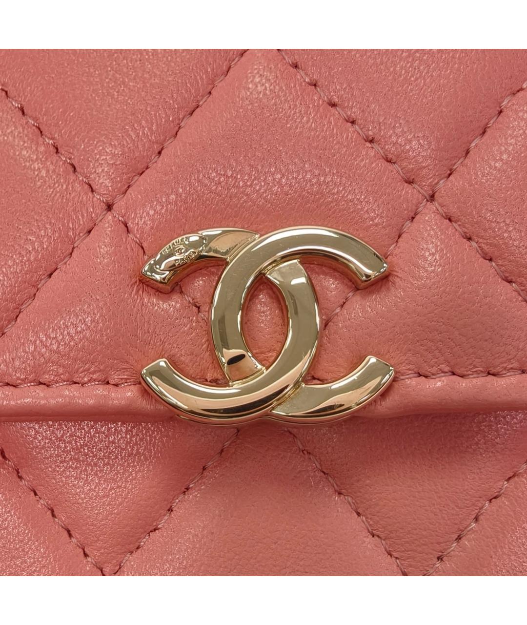 CHANEL Коралловая кожаная сумка с короткими ручками, фото 7