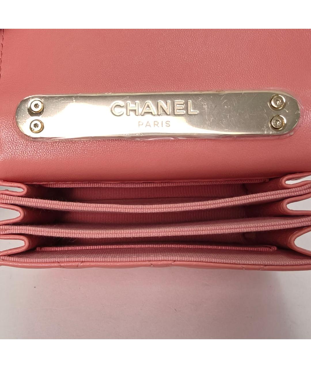 CHANEL Коралловая кожаная сумка с короткими ручками, фото 8