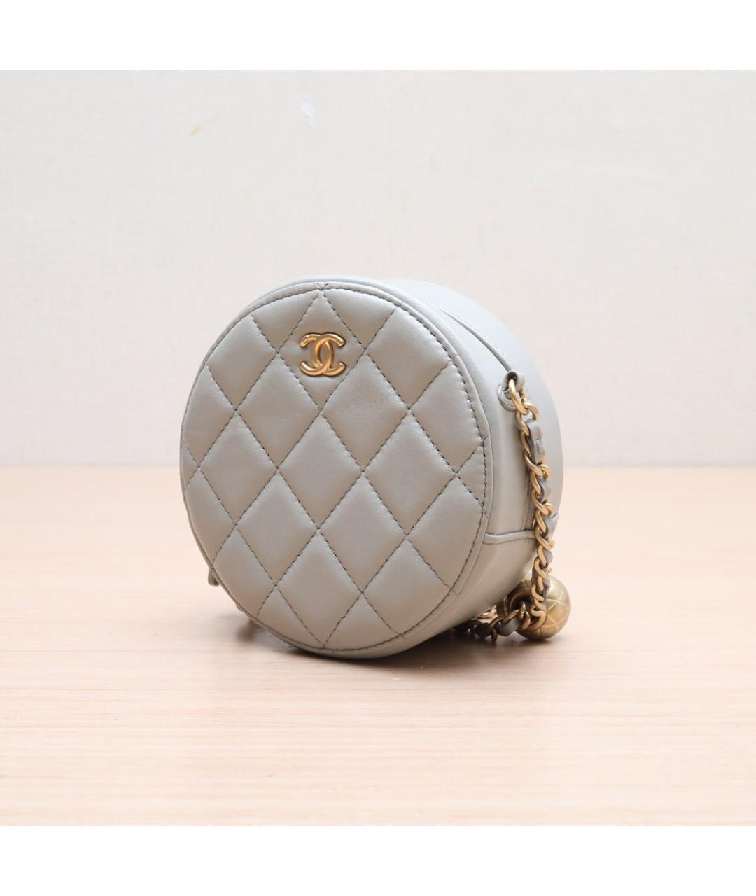 CHANEL Серая кожаная сумка через плечо, фото 3