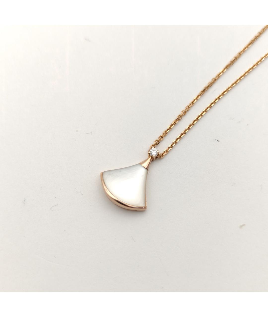 BVLGARI Белая подвеска из розового золота, фото 4