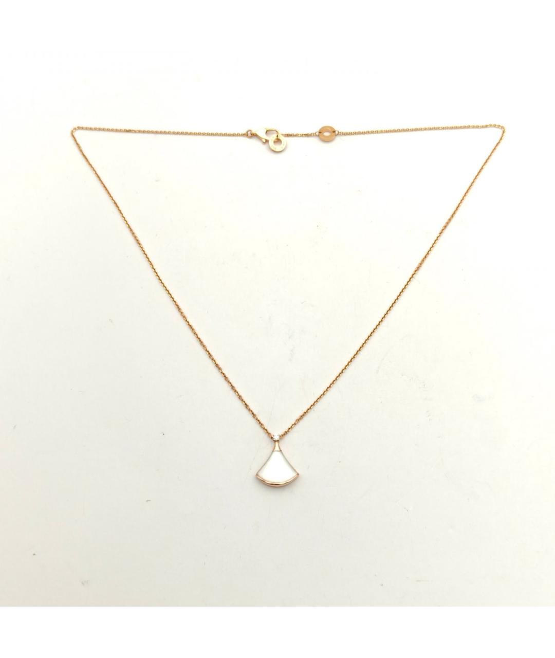 BVLGARI Белая подвеска из розового золота, фото 7