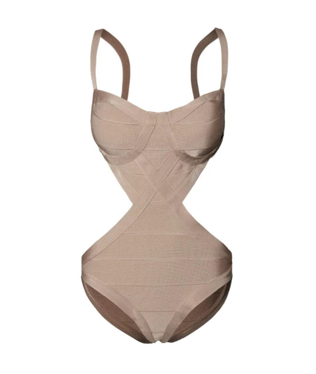 HERVE LEGER Бежевый полиэстеровый купальник, фото 4