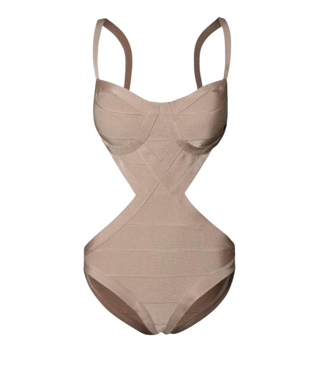 HERVE LEGER Бежевый полиэстеровый купальник, фото 1