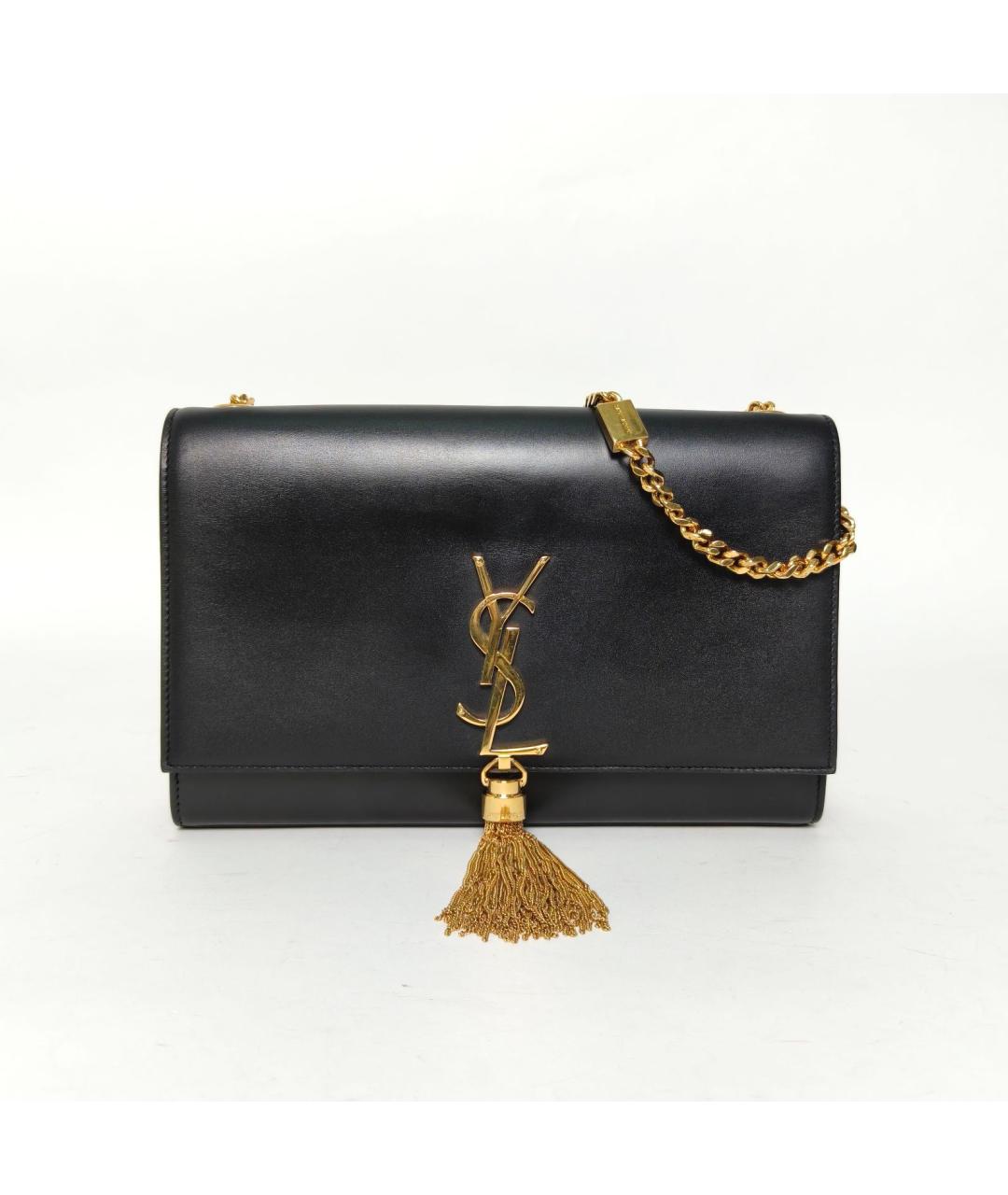 SAINT LAURENT Черная кожаная сумка через плечо, фото 2