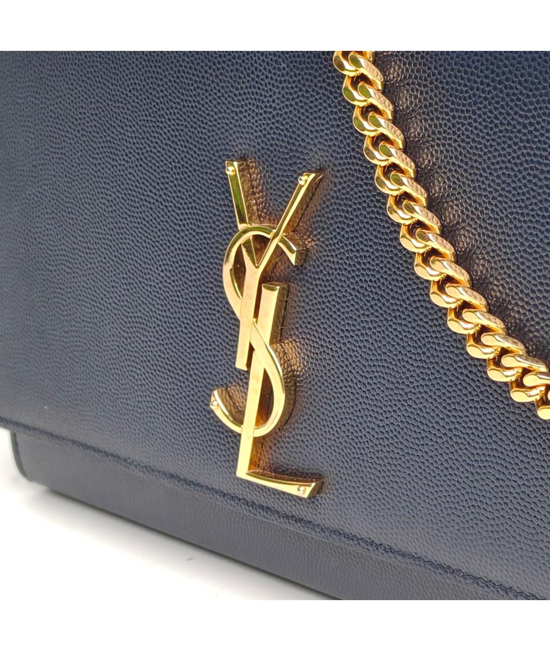 SAINT LAURENT Темно-синяя кожаная сумка через плечо, фото 8