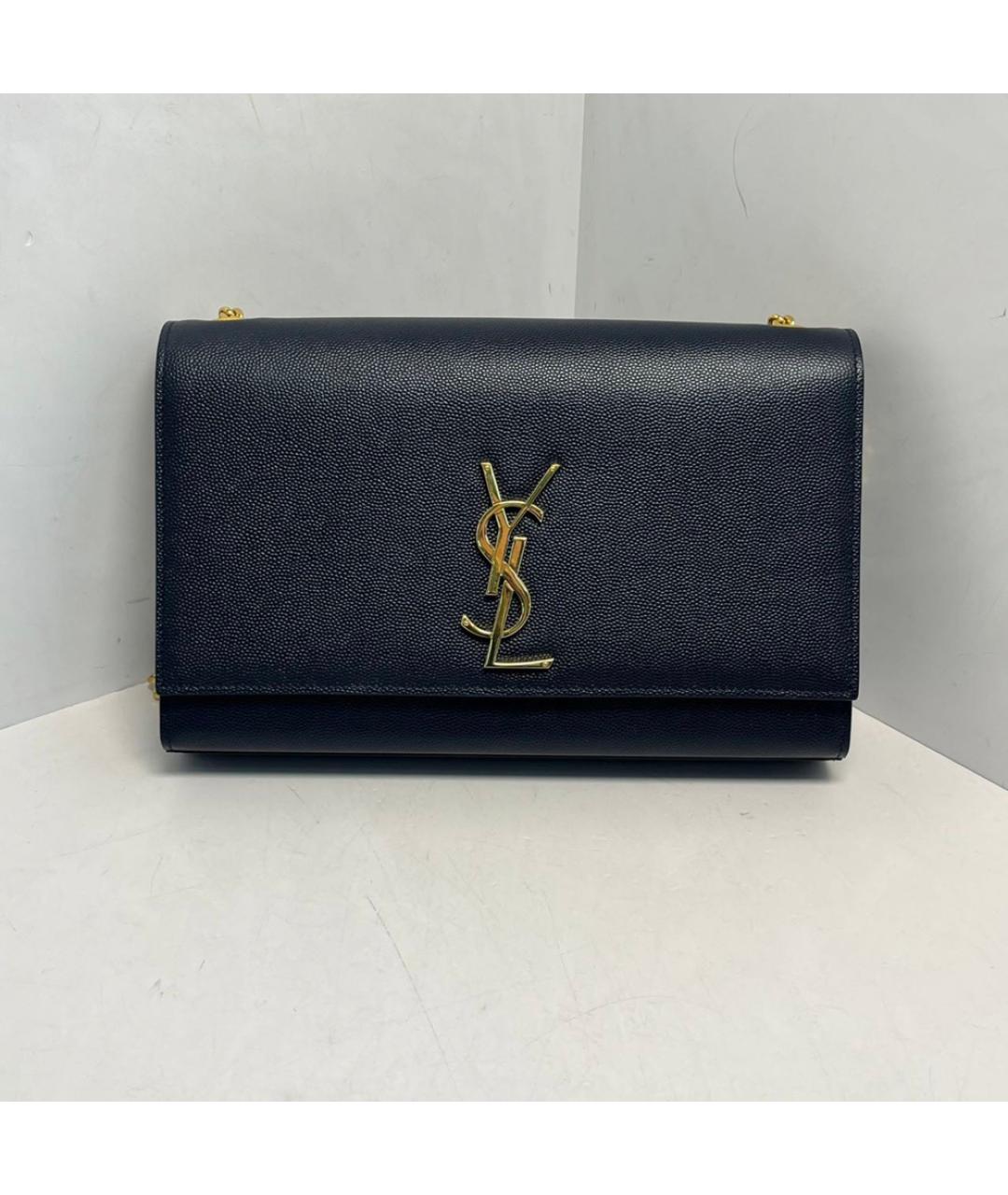 SAINT LAURENT Темно-синяя кожаная сумка через плечо, фото 9