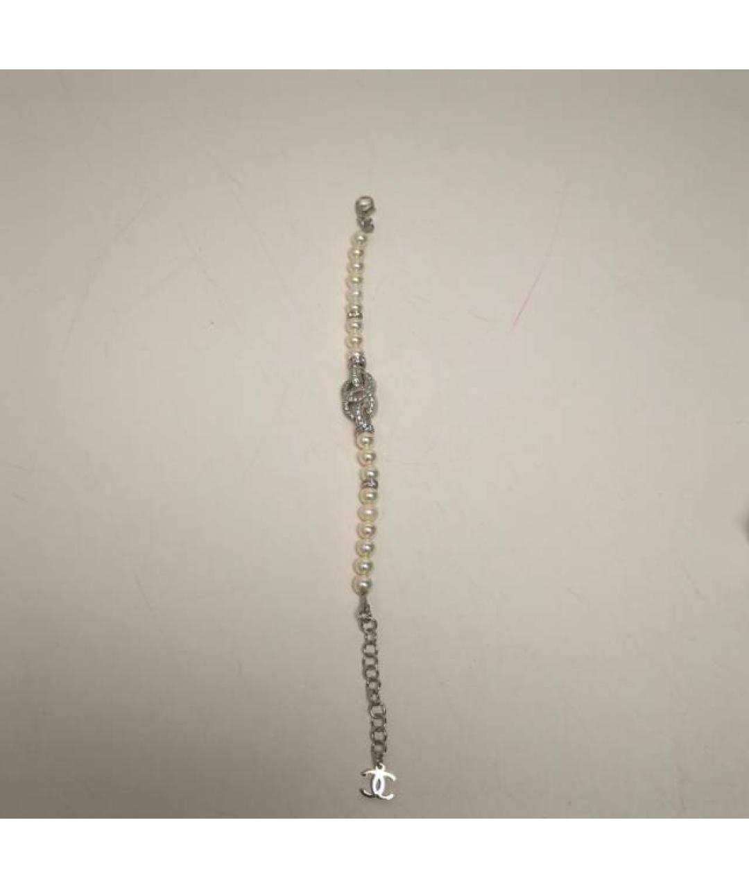 CHANEL Белый металлический браслет, фото 8