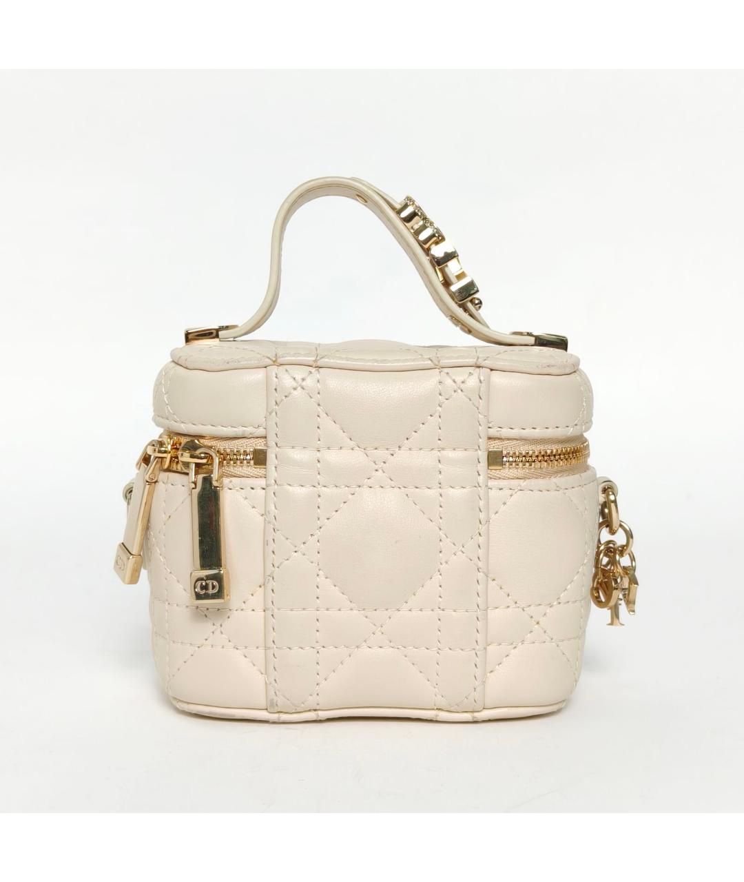 CHRISTIAN DIOR Бежевая кожаная косметичка, фото 6