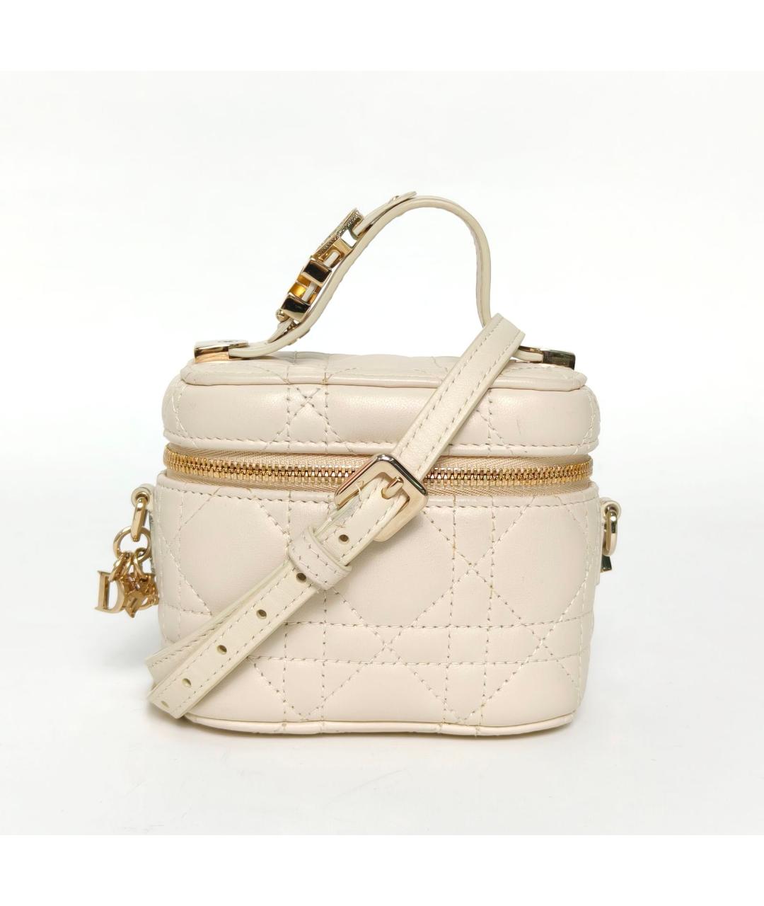 CHRISTIAN DIOR Бежевая кожаная косметичка, фото 4