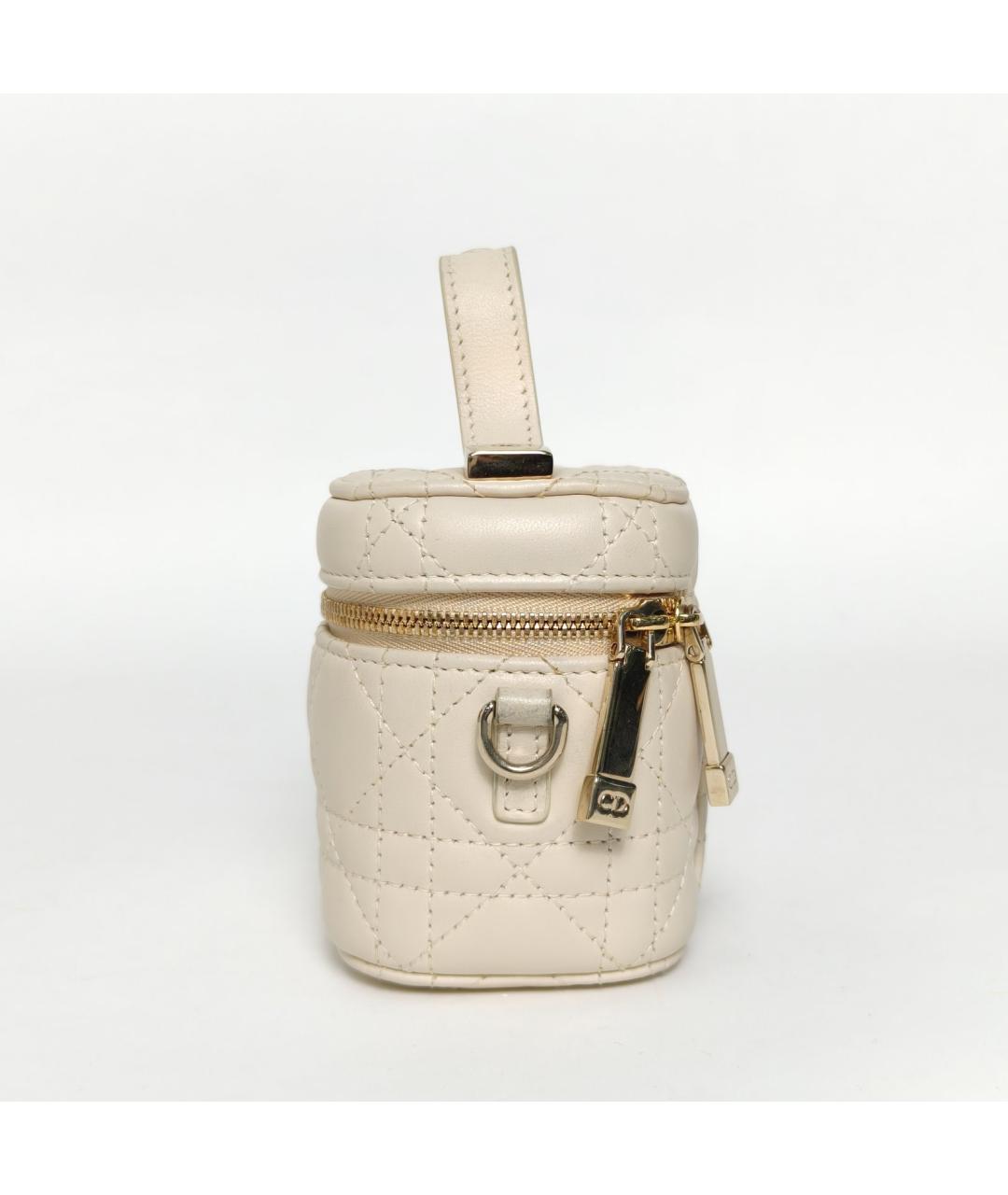 CHRISTIAN DIOR Бежевая кожаная косметичка, фото 5