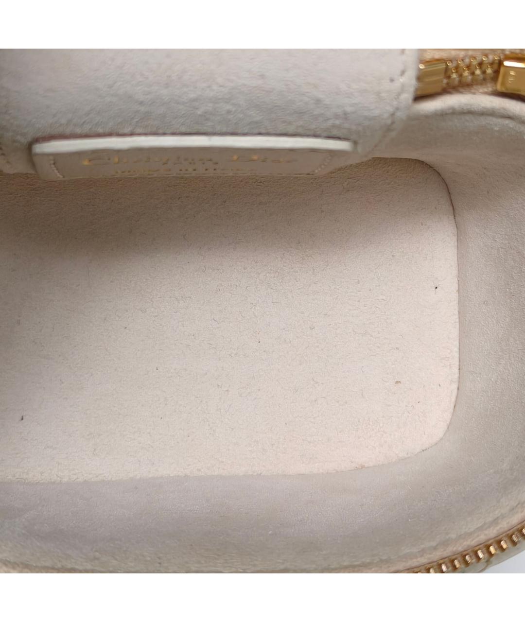 CHRISTIAN DIOR Бежевая кожаная косметичка, фото 3