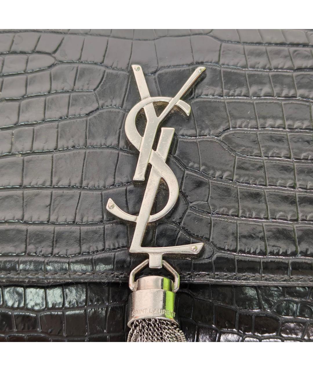 SAINT LAURENT Черная кожаная сумка через плечо, фото 7