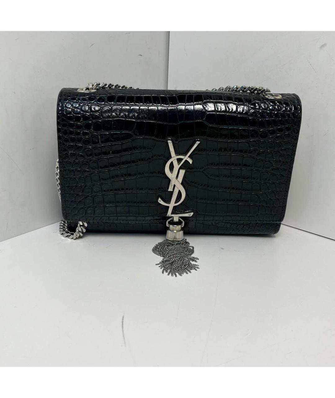 SAINT LAURENT Черная кожаная сумка через плечо, фото 9