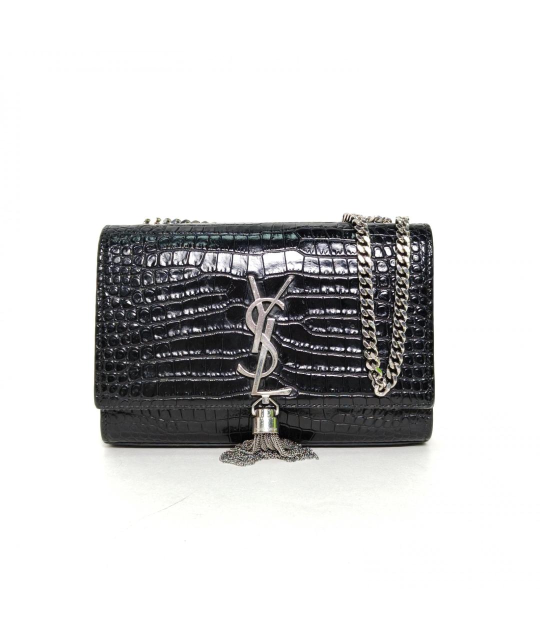 SAINT LAURENT Черная кожаная сумка через плечо, фото 2