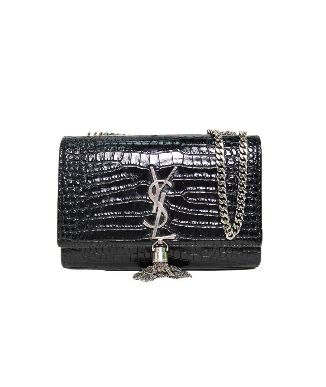 SAINT LAURENT Черная кожаная сумка через плечо, фото 10