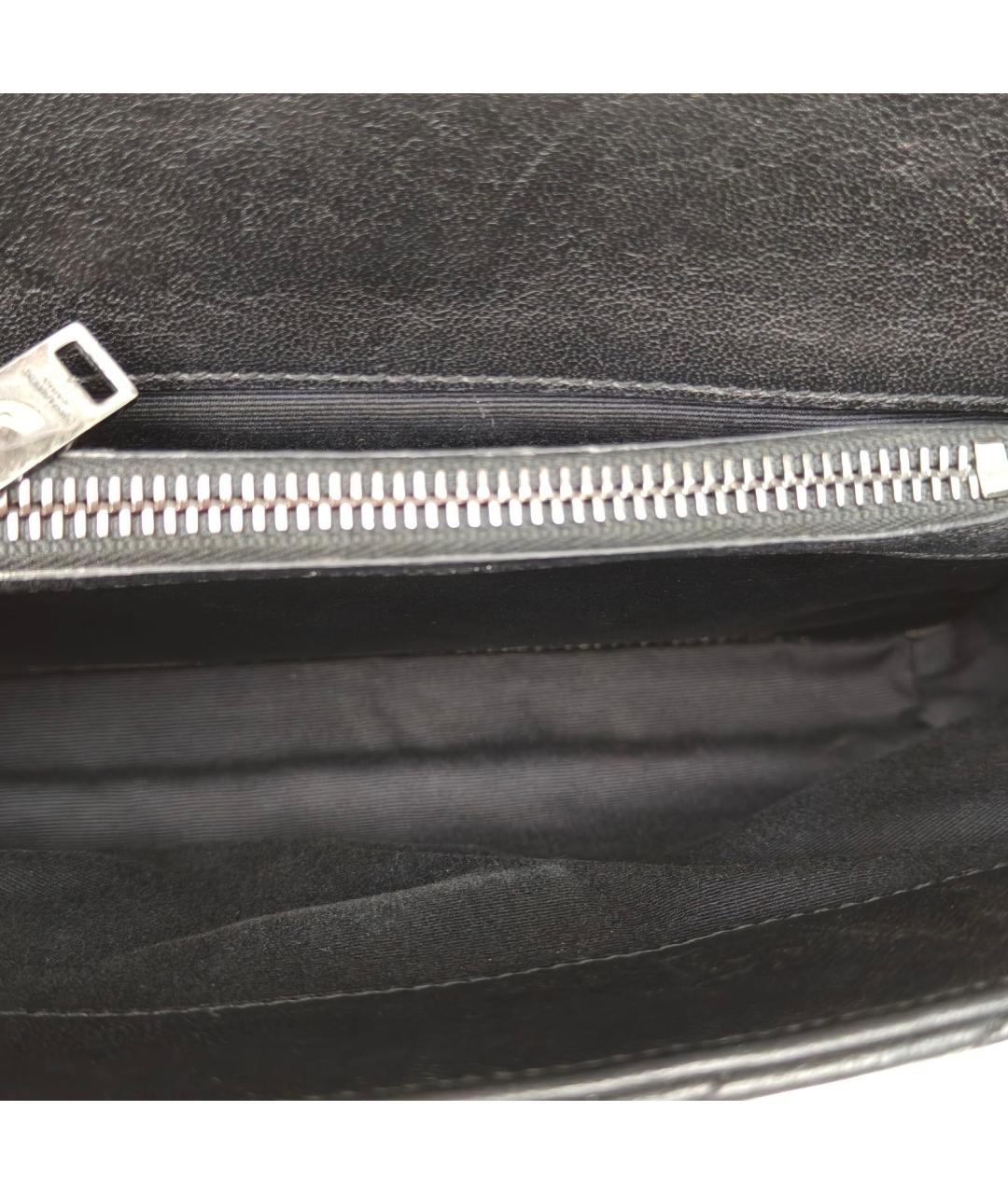SAINT LAURENT Черная кожаная сумка с короткими ручками, фото 8
