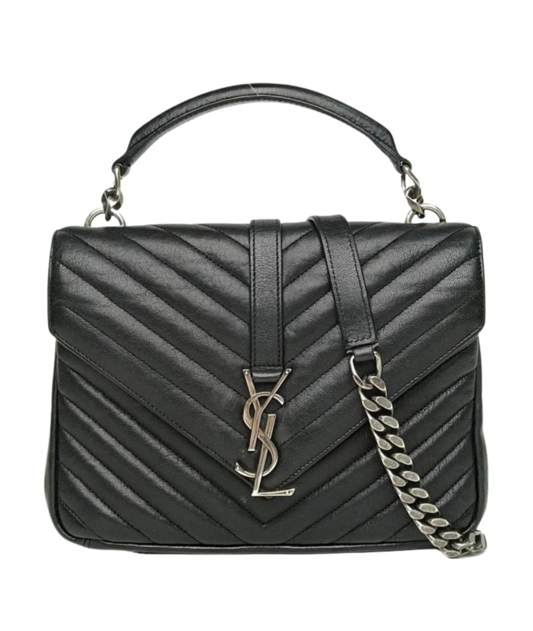 SAINT LAURENT Черная кожаная сумка с короткими ручками, фото 1