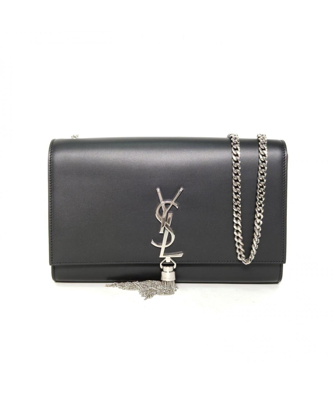 SAINT LAURENT Черная кожаная сумка через плечо, фото 2