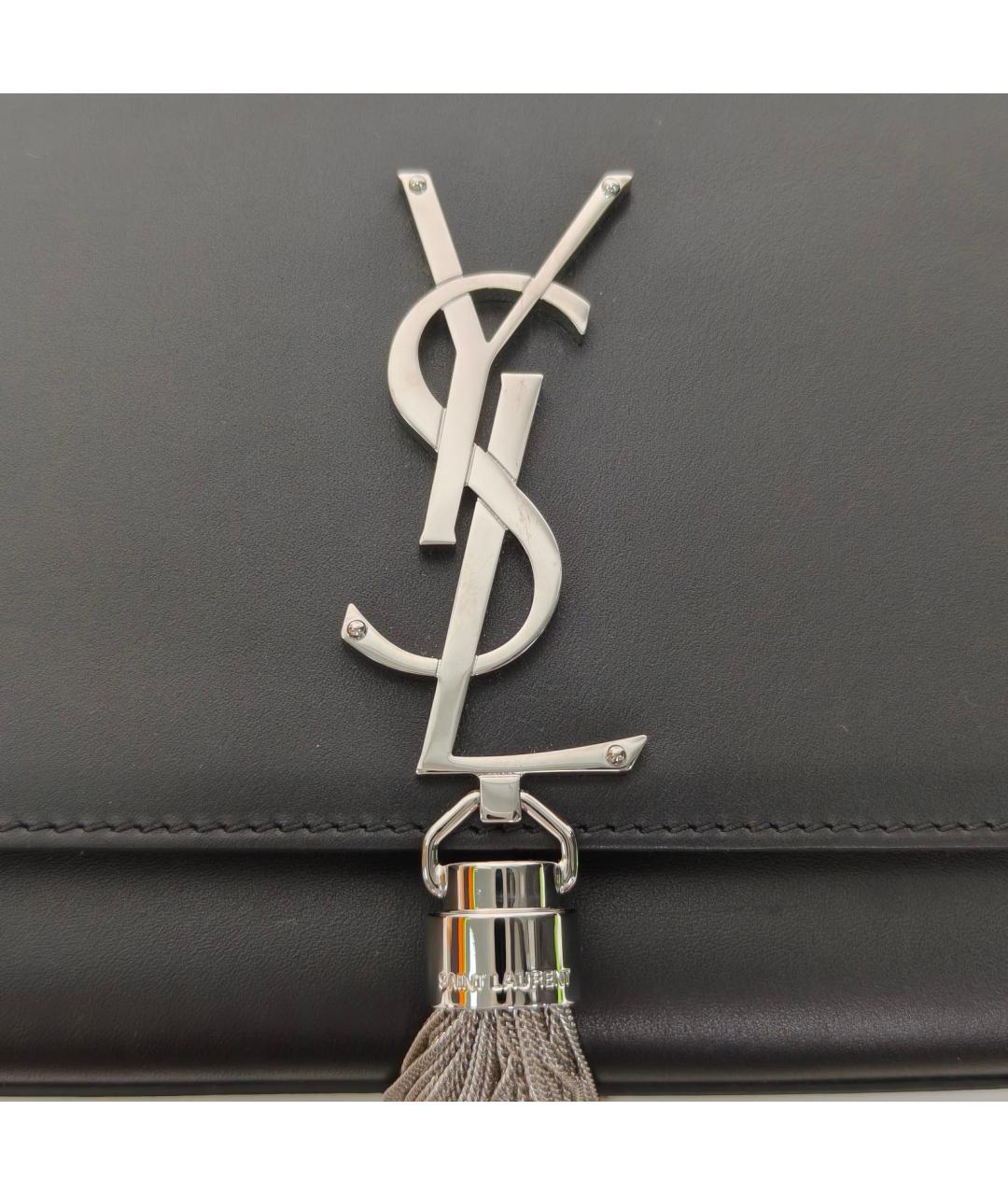 SAINT LAURENT Черная кожаная сумка через плечо, фото 7