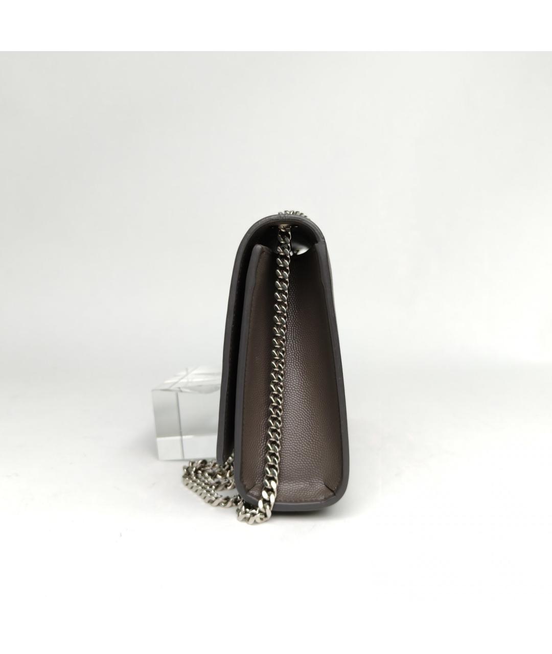 SAINT LAURENT Серая кожаная сумка через плечо, фото 5