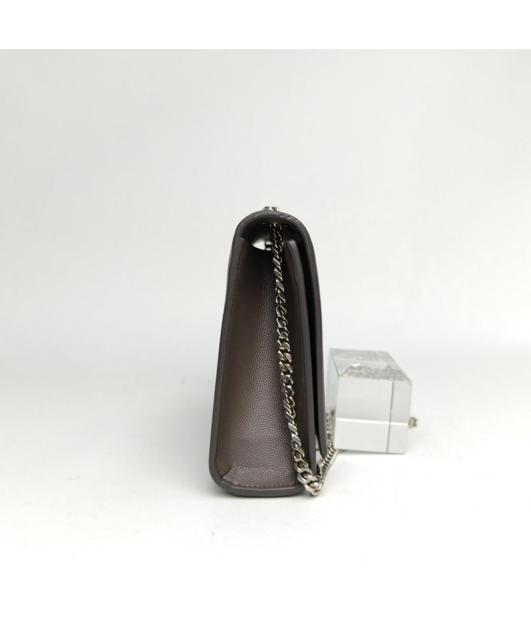 SAINT LAURENT Серая кожаная сумка через плечо, фото 3
