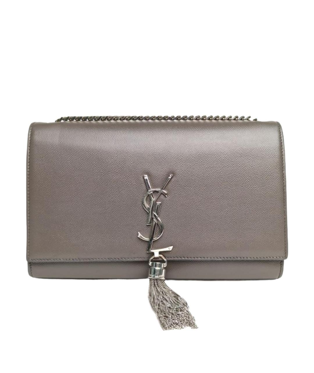 SAINT LAURENT Серая кожаная сумка через плечо, фото 1