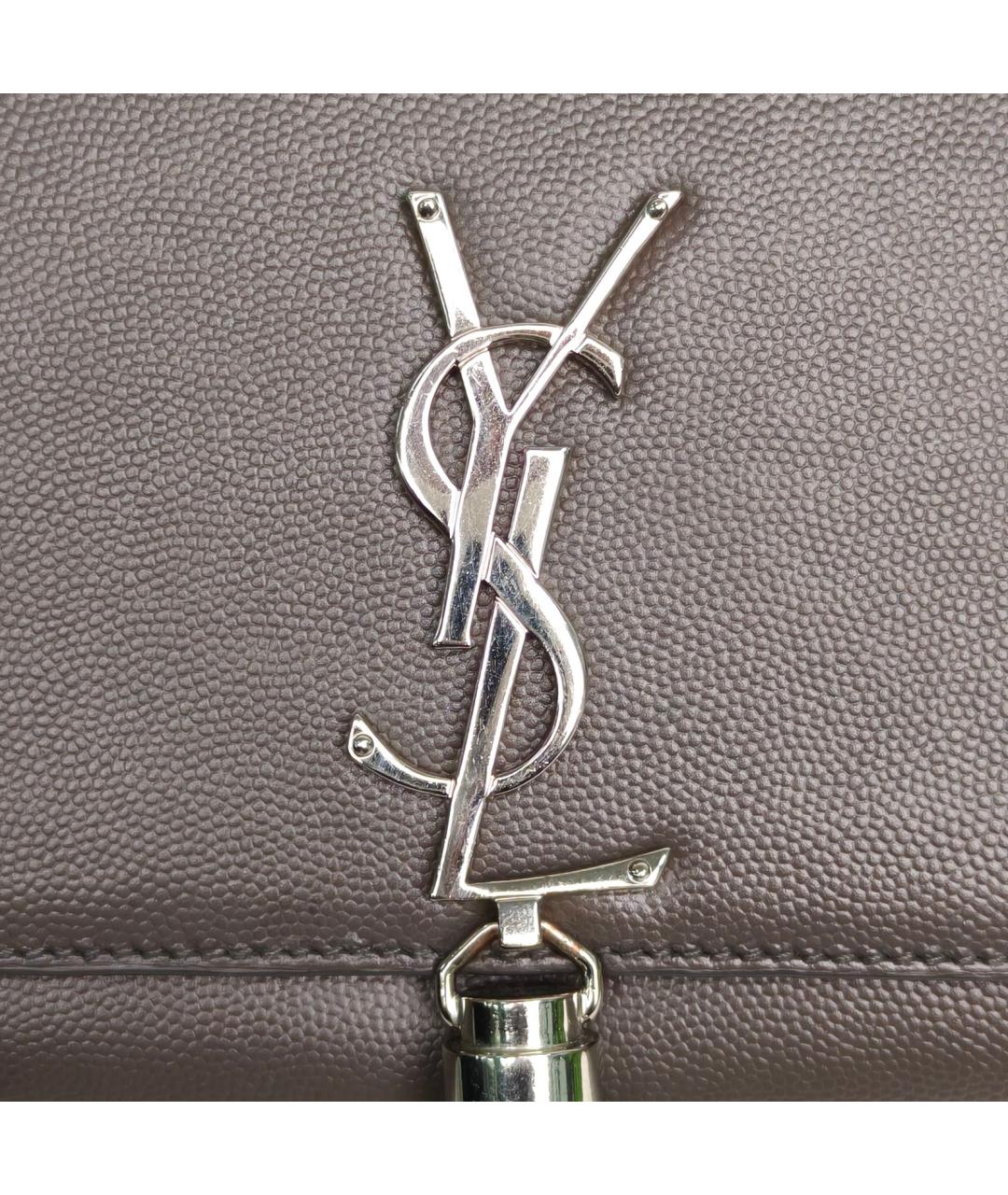 SAINT LAURENT Серая кожаная сумка через плечо, фото 7
