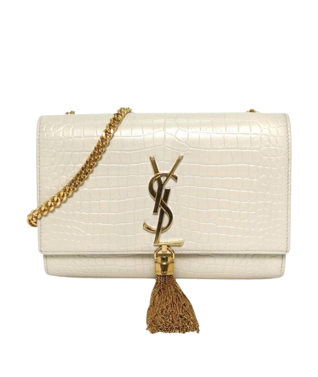 SAINT LAURENT Белая кожаная сумка через плечо, фото 1