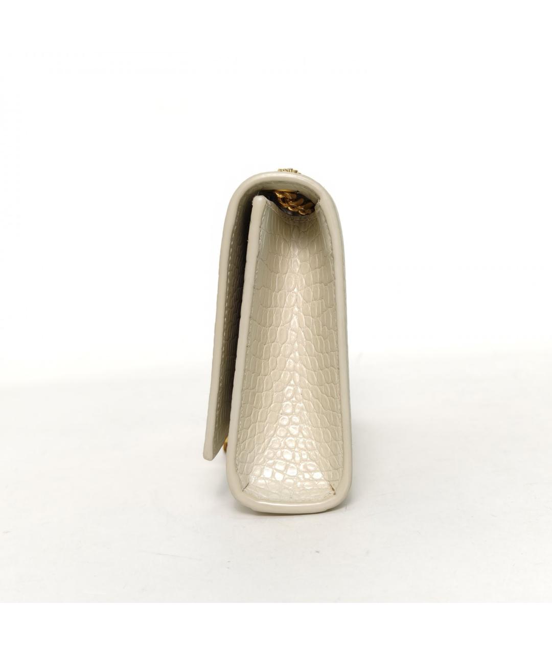 SAINT LAURENT Белая кожаная сумка через плечо, фото 3