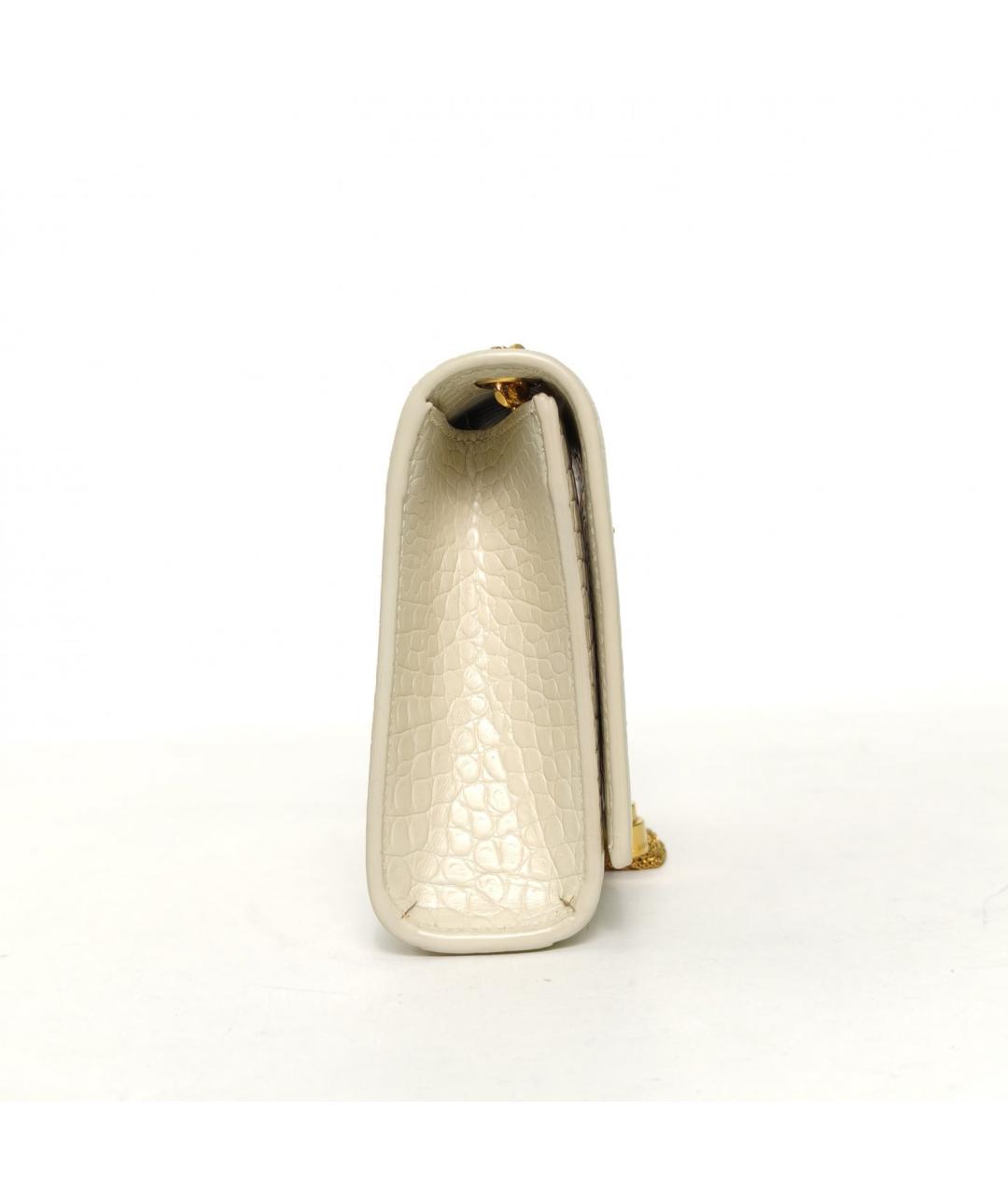 SAINT LAURENT Белая кожаная сумка через плечо, фото 5