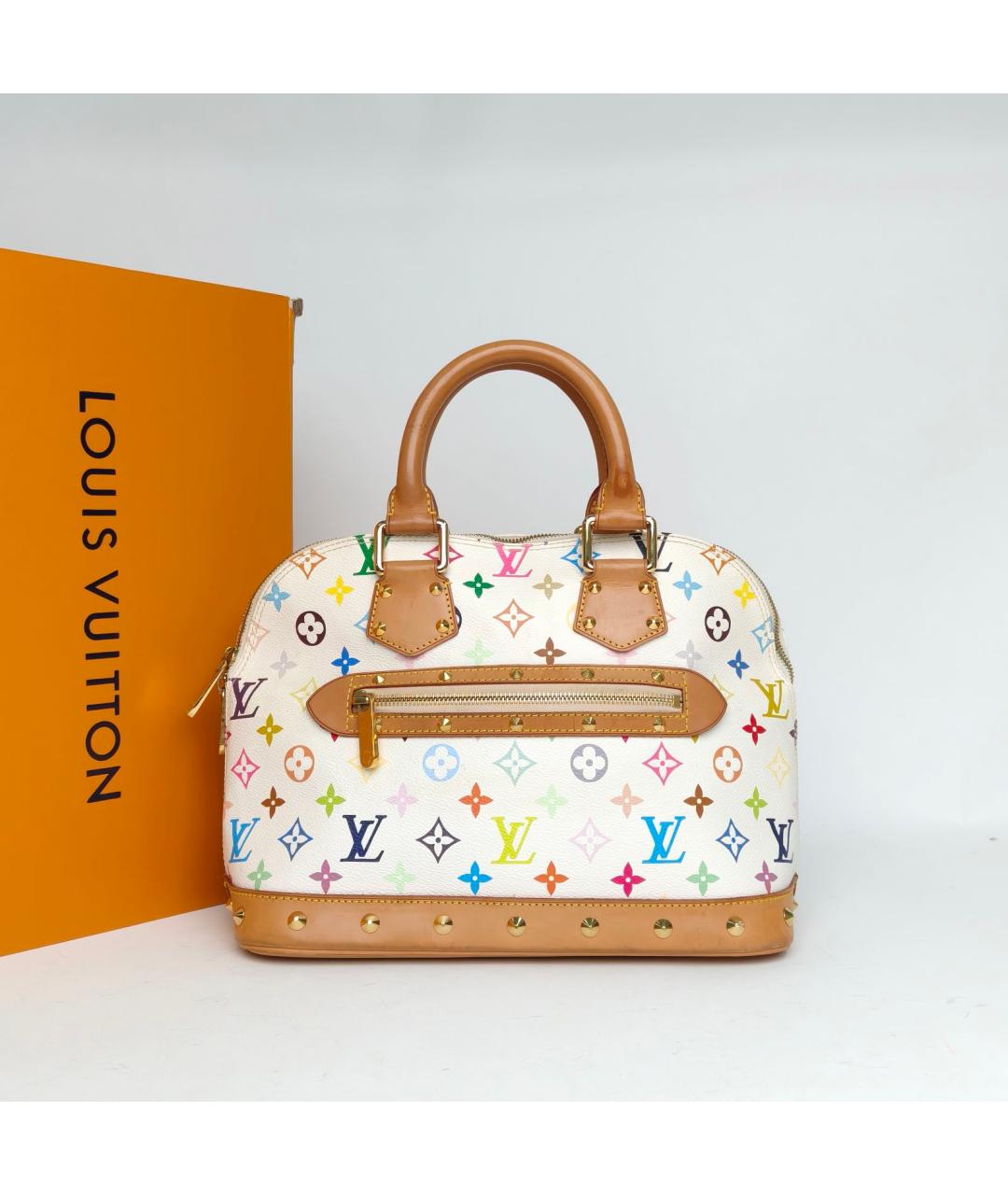 LOUIS VUITTON Белая кожаная сумка с короткими ручками, фото 9