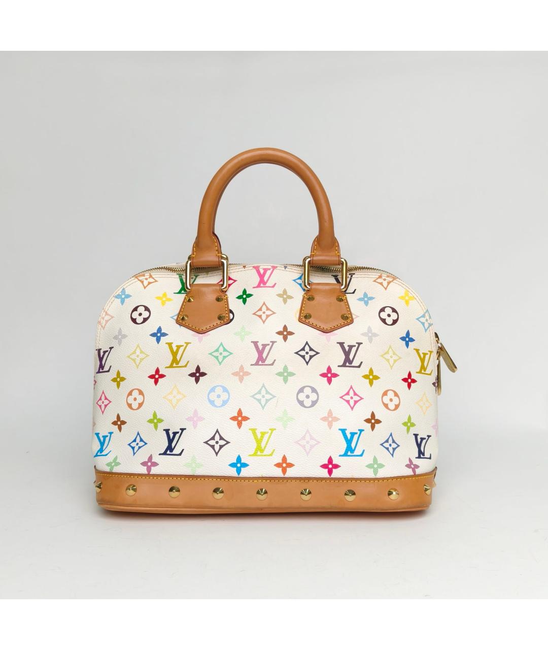 LOUIS VUITTON Белая кожаная сумка с короткими ручками, фото 4