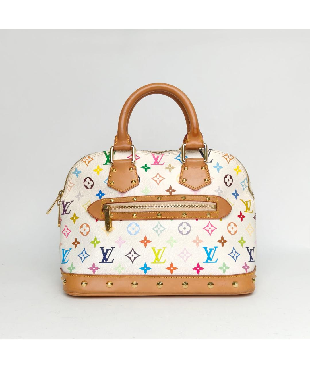 LOUIS VUITTON Белая кожаная сумка с короткими ручками, фото 2