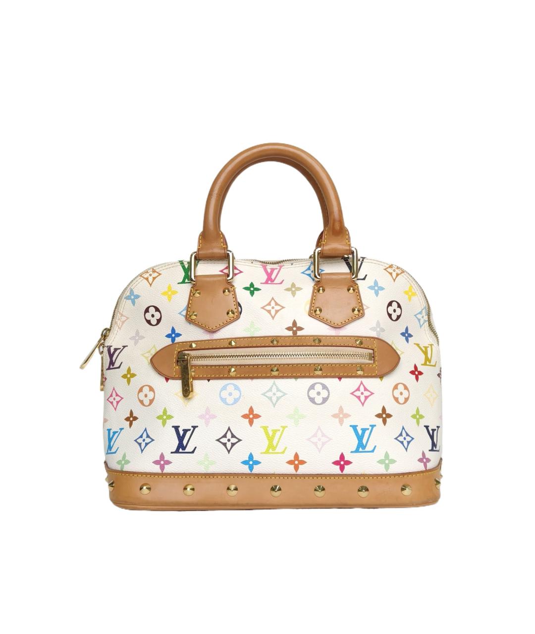 LOUIS VUITTON Белая кожаная сумка с короткими ручками, фото 10