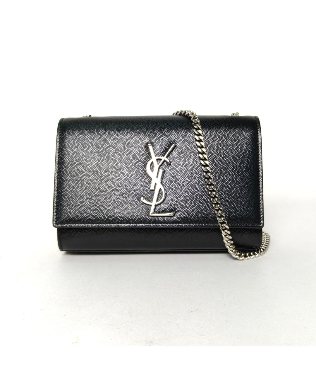 SAINT LAURENT Черная кожаная сумка через плечо, фото 2