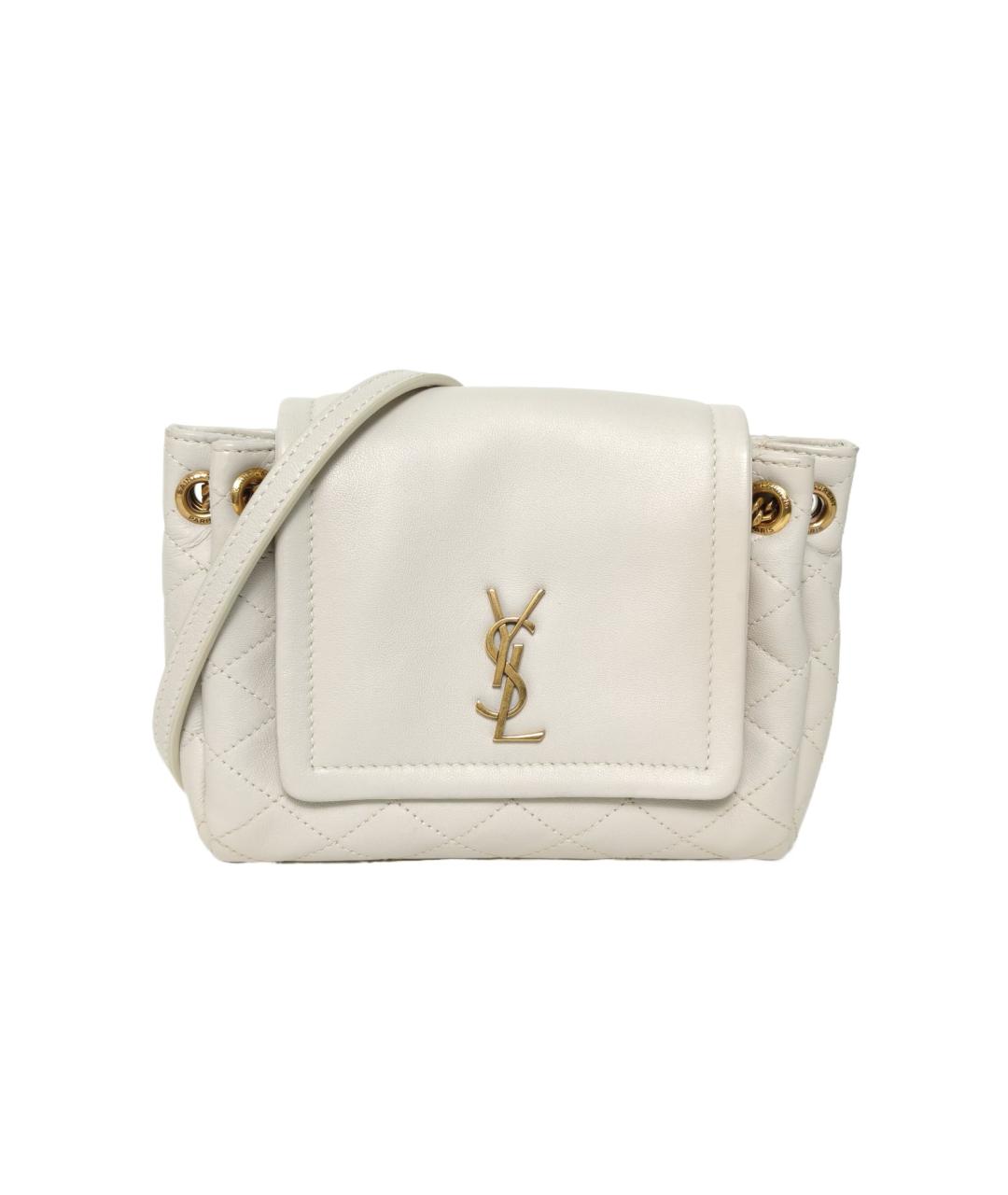 SAINT LAURENT Серая кожаная сумка через плечо, фото 10