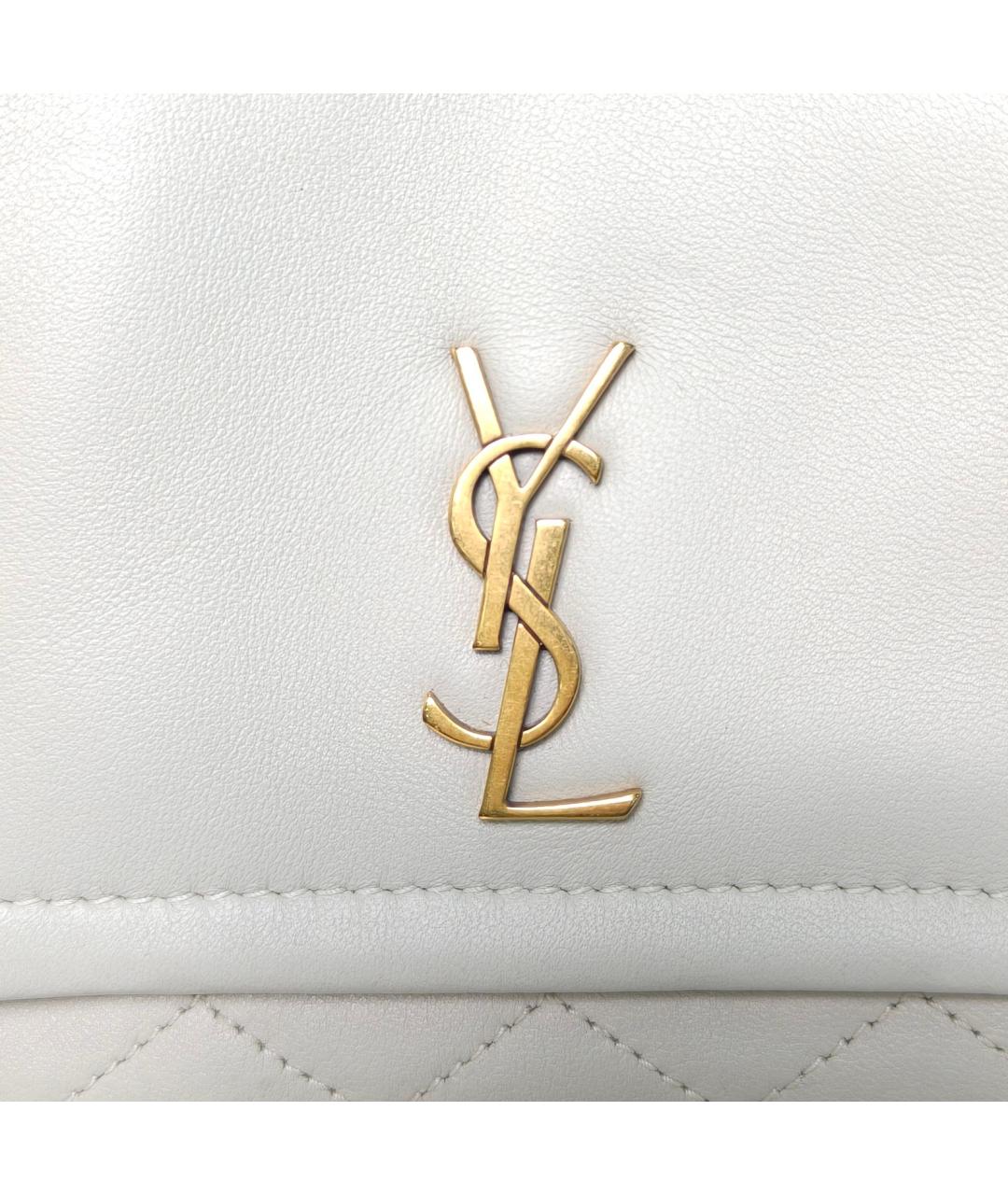 SAINT LAURENT Серая кожаная сумка через плечо, фото 7