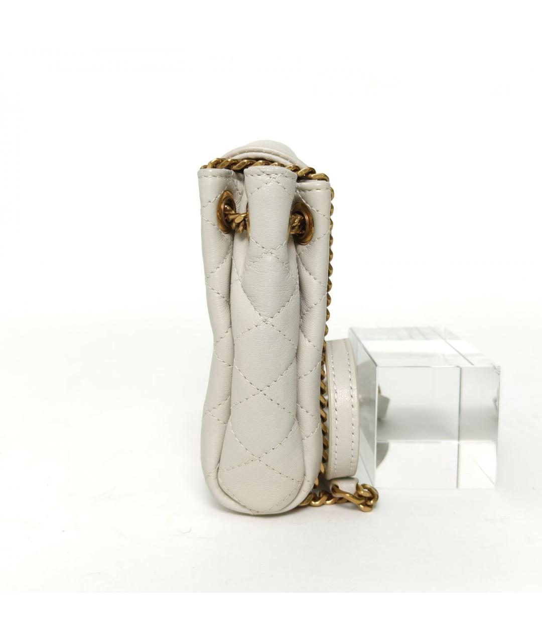 SAINT LAURENT Серая кожаная сумка через плечо, фото 4