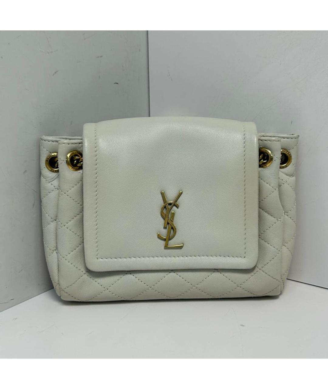 SAINT LAURENT Серая кожаная сумка через плечо, фото 9