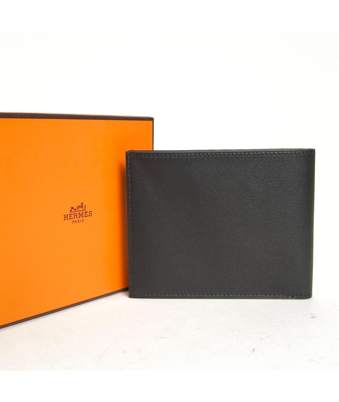 HERMES Черный кожаный кошелек, фото 8