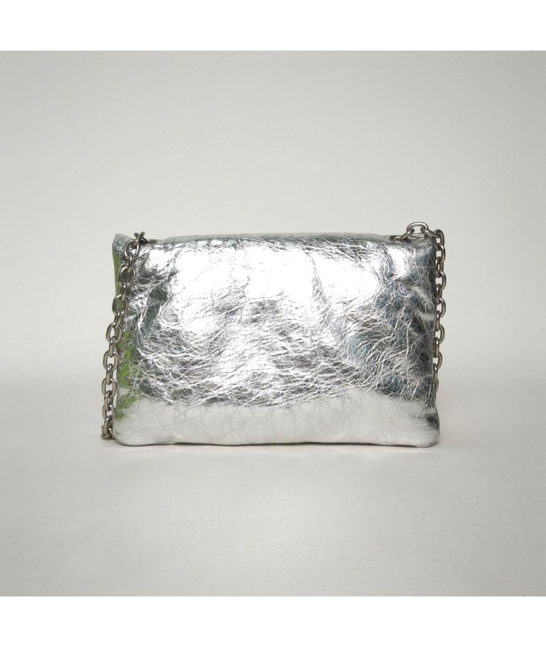 BALENCIAGA Серебряная кожаная сумка через плечо, фото 4