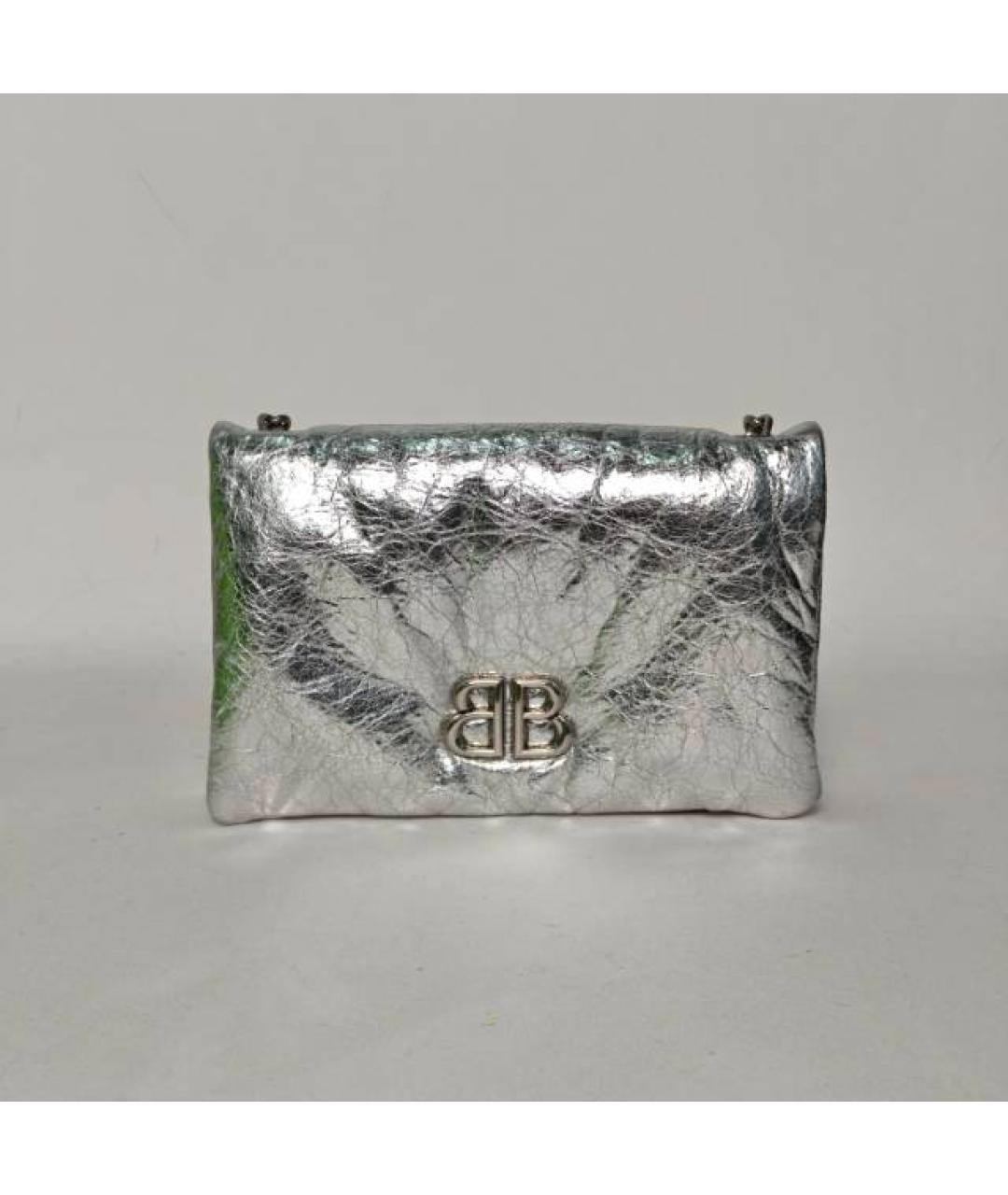 BALENCIAGA Серебряная кожаная сумка через плечо, фото 9