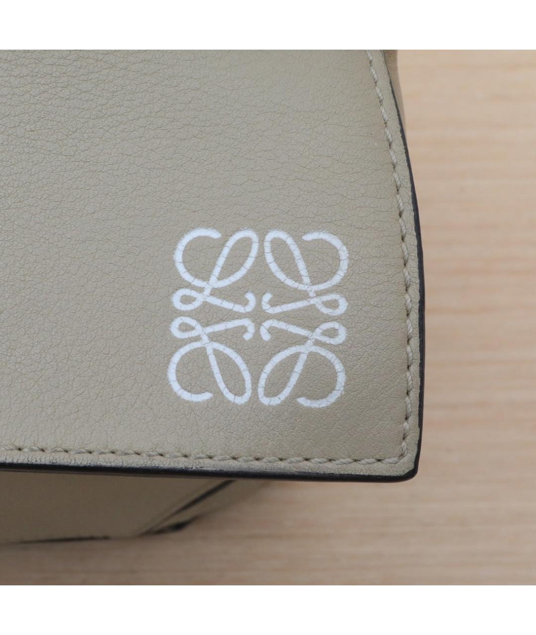 LOEWE Хаки кожаная сумка с короткими ручками, фото 7