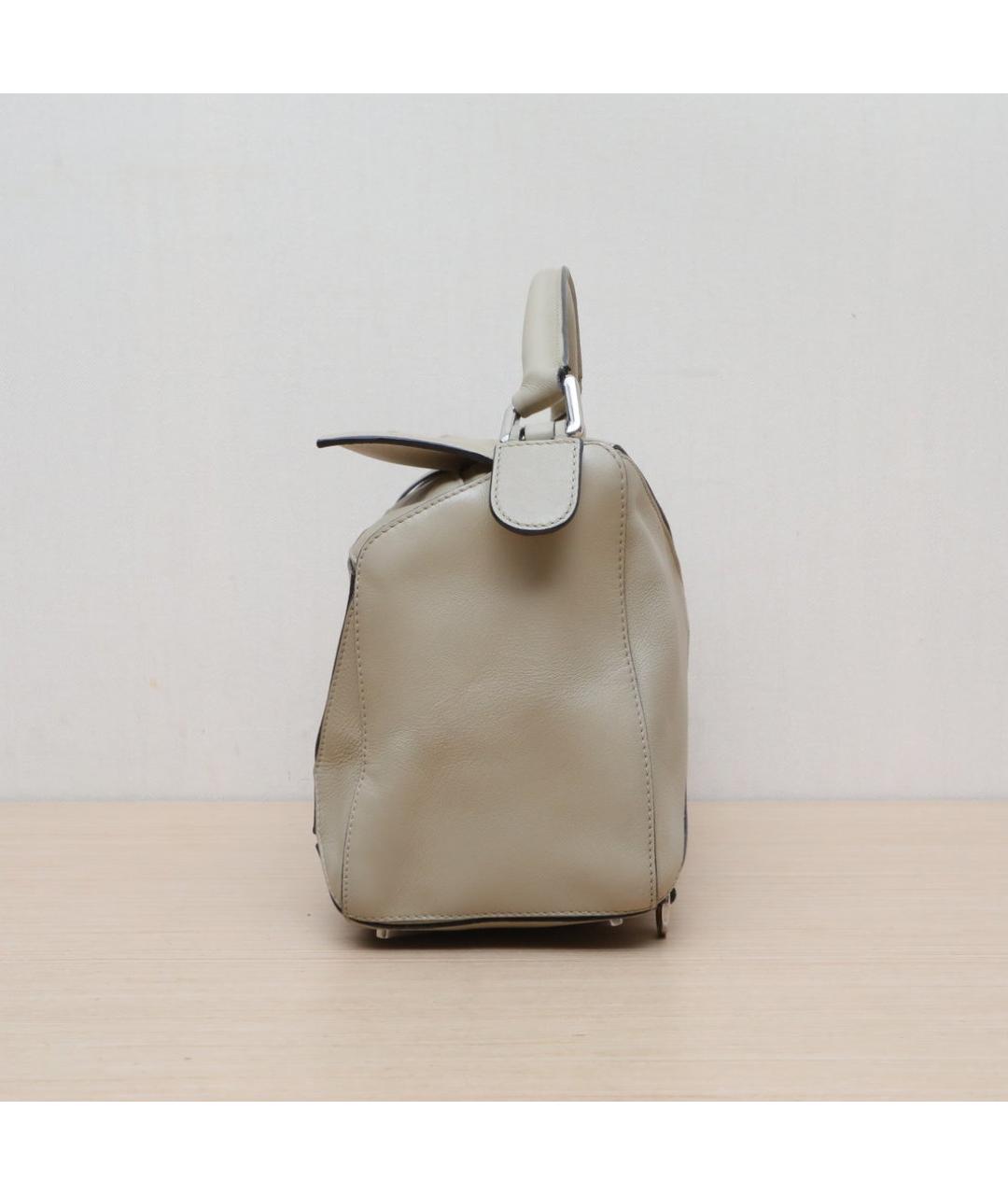LOEWE Хаки кожаная сумка с короткими ручками, фото 4