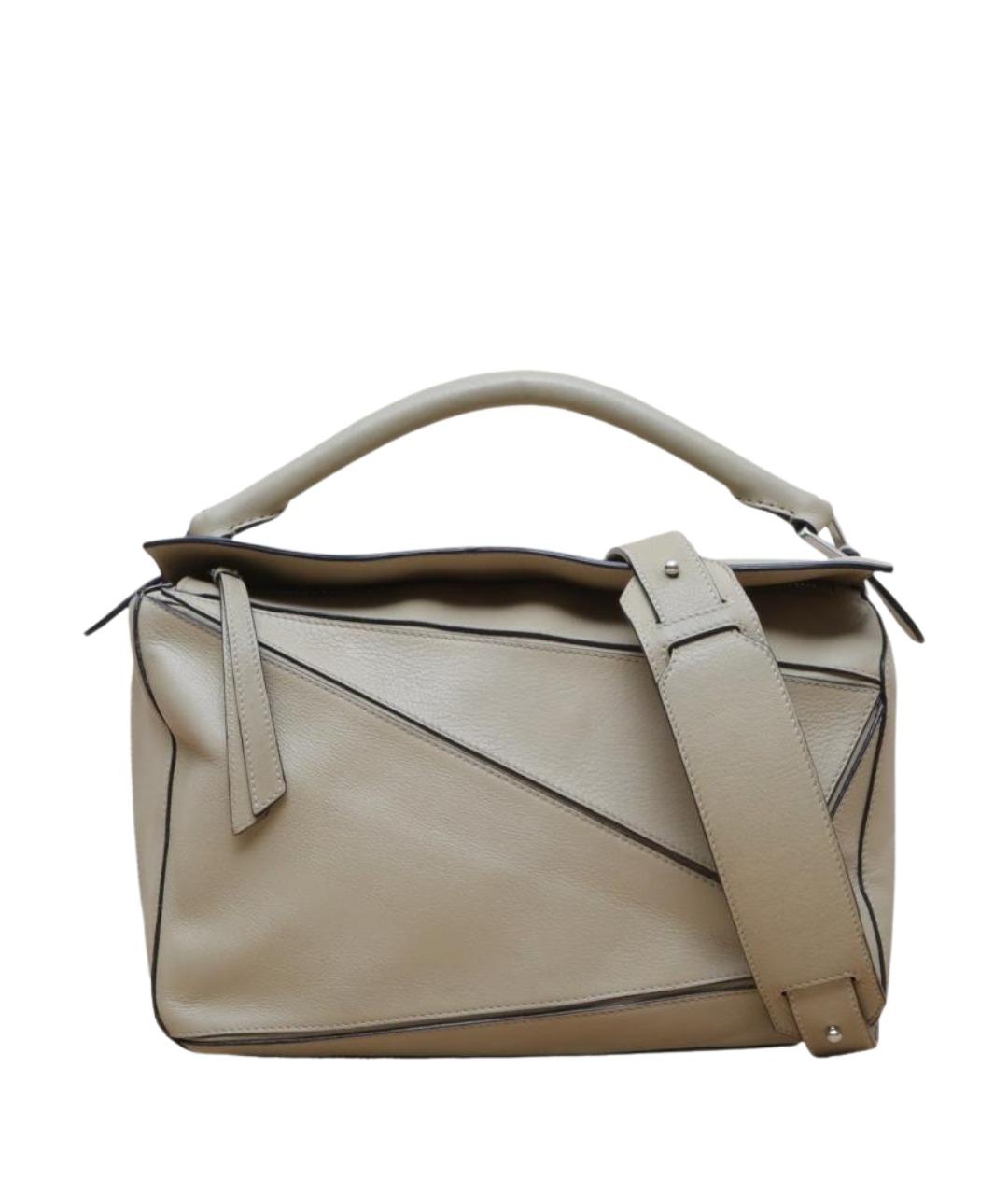 LOEWE Хаки кожаная сумка с короткими ручками, фото 1
